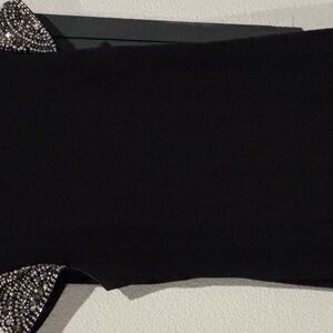 Eliza J Black Dress with Embellished cap Sleeves